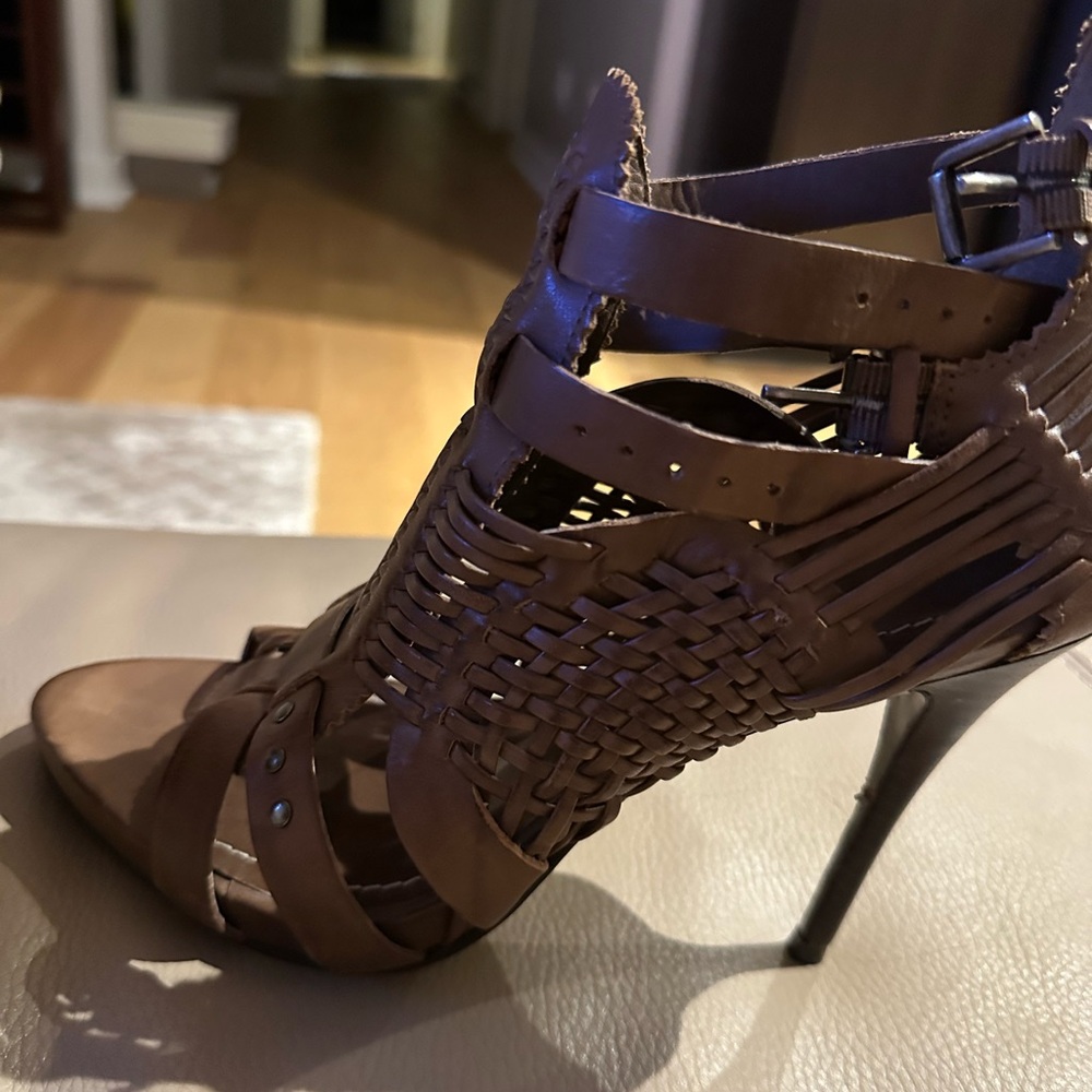 All Saints Brown Strappy Women's Sandals - Picture 3 of 4